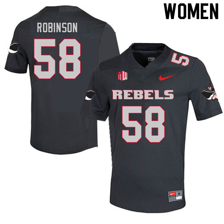 Women #58 Seth Robinson UNLV Rebels College Football Jerseys Sale-Charcoal - Click Image to Close